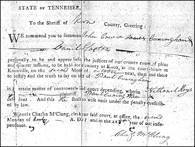 July 1801 Summons to Court