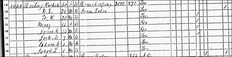 1870 Census - Rachel Wheeler Haston family