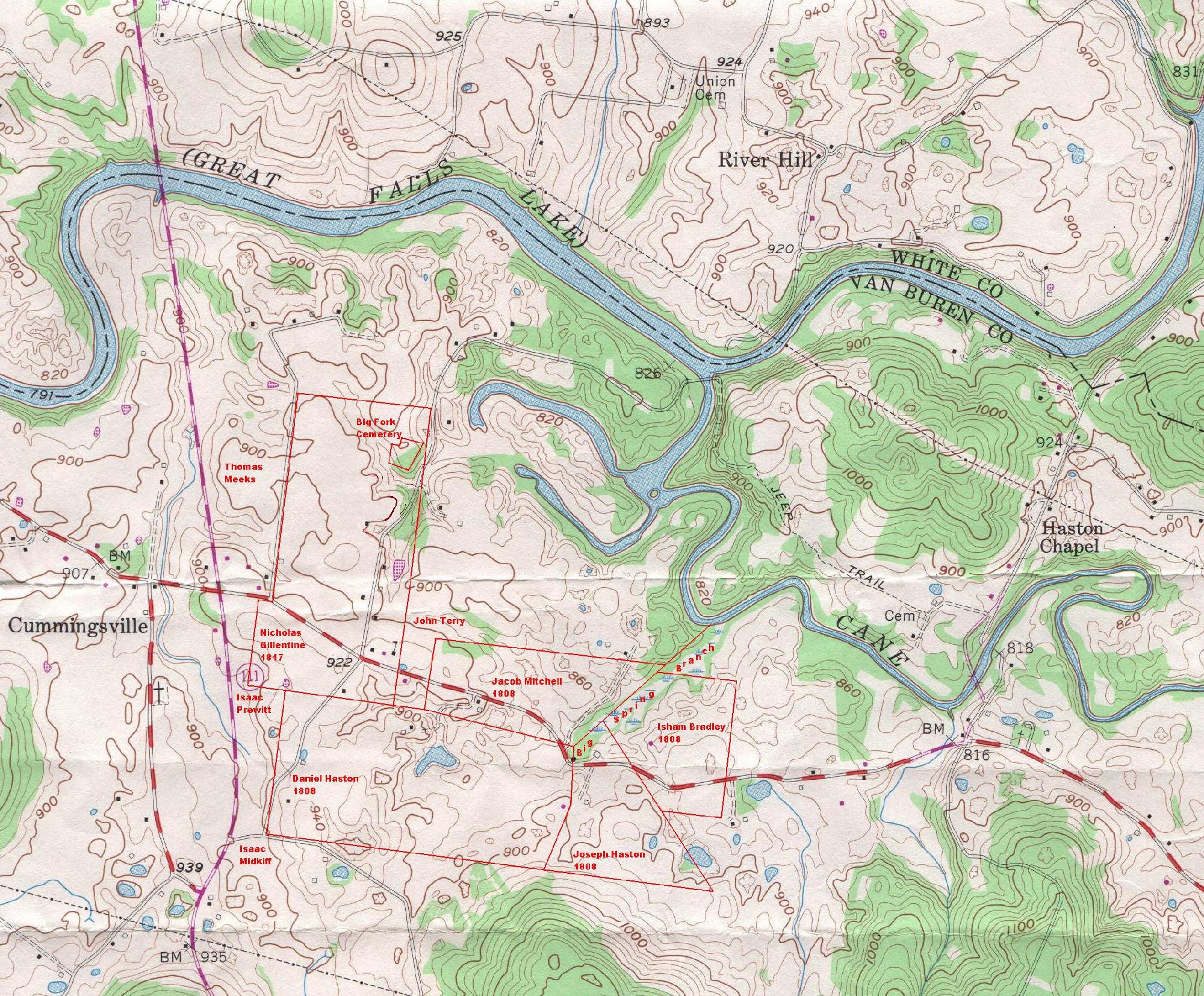 Topo Map of River Hill - Haston Big Spring Area