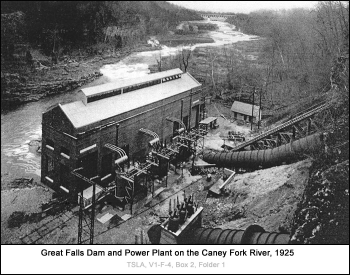 1925 - Great Falls Dam & Power Plant on Caney Fork