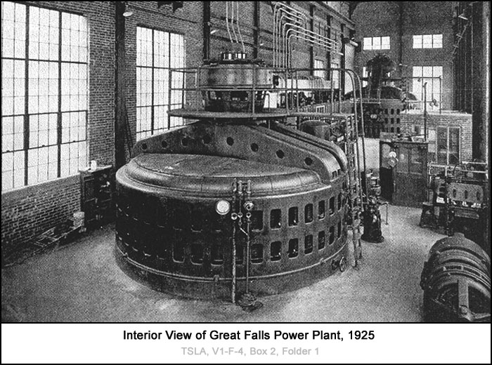 Interior View of Great Falls Power Plant, 1925