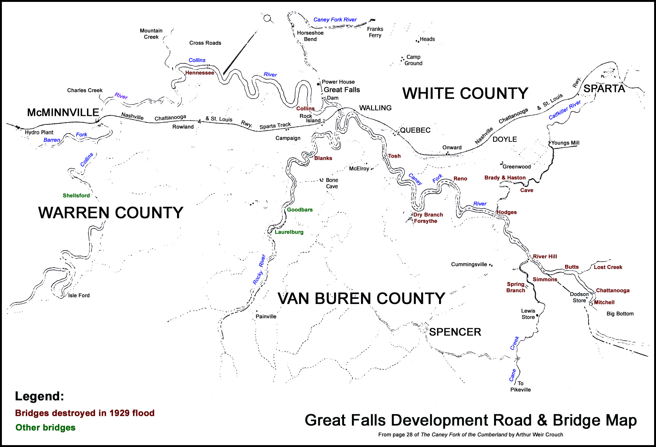 Great Falls Development - Bridges & Roads Map