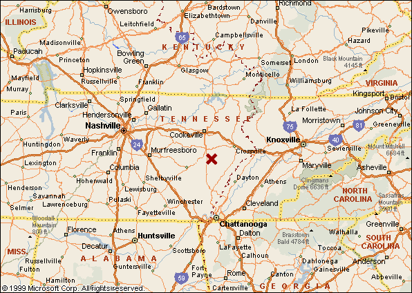 Middle Tennessee Map Nashville TN