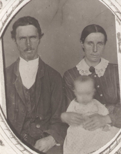 David (Montgomery) Haston, with wife Loucinda and baby Melinda - About 1870